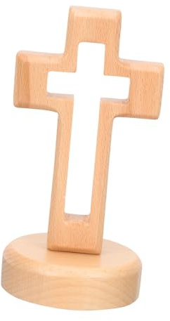 BESPORTBLE Standkreuz Holz Wandkreuz aus Holz mit Ständer, Tischkreuz | Hölzerne Kruzifix Besticht durch Sein, Kreuz zum Aufhängen Eignet Sich Perfekt, Holzkreuz aus Kunststoff Kombiniert