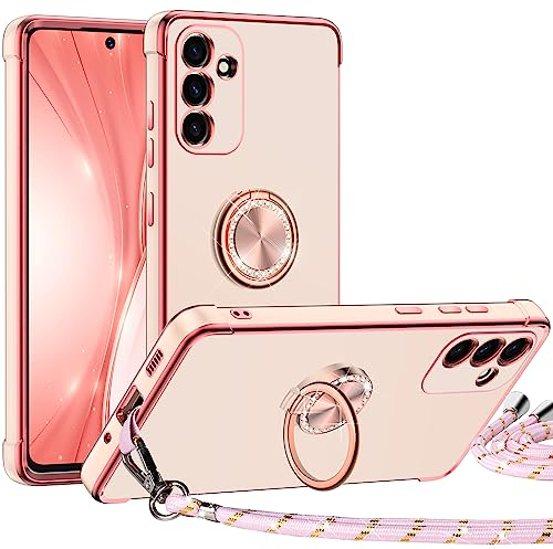 Silverback für Samsung Galaxy A54 5G Hülle mit Band, [Miss Arts] Ring Ständer Handyhülle Handykette Frauen Mädchen Dünn Stoßfeste Schutzhülle Case Rosa