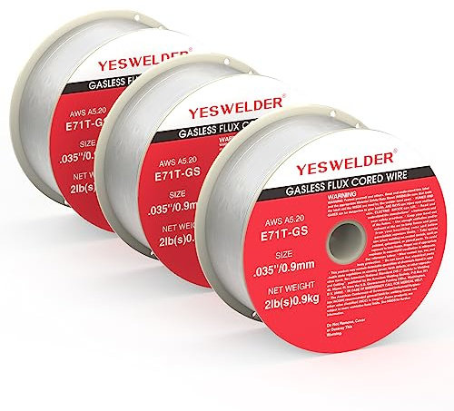 YESWELDER Flux Core gasloser MIG-Draht, E71T-GS Baustahl, 0,030 Zoll Durchmesser, 0,9 kg, starke ABS-Kunststoffspule, Schweißdraht (3 Packungen)