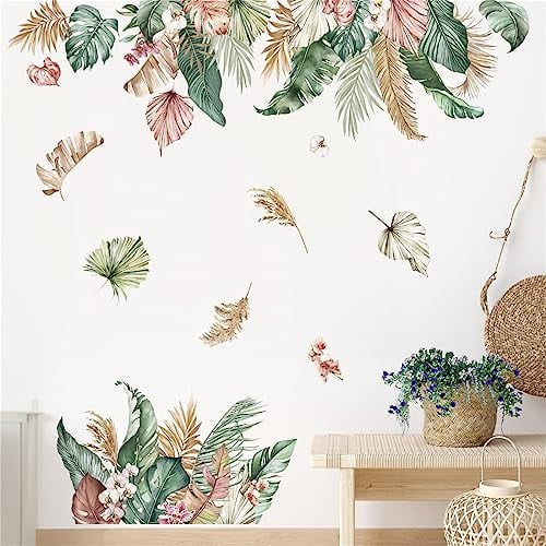decalmile Wandtattoo Pflanzen Tropische Blätter Wandaufkleber Boho Palmen blätter Wandsticker Wohnzimmer Schlafzimmer Kinderzimmer Fenster Wanddeko