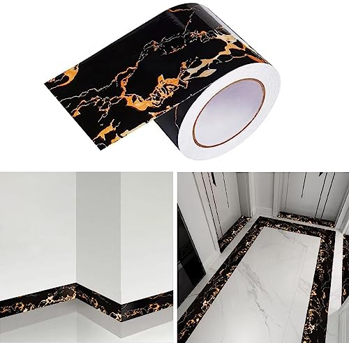 Lcxecnw Schwarzes Marmorpapier,Selbstklebende Marmortapete,Bordüren-Aufkleber,Peel and Stick Glossy Marble Contact Paper,für Wohnzimmer,Küche,Schlafzimmer,Toiletten