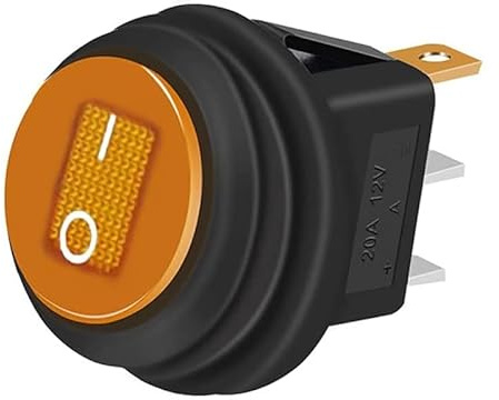 AUTOZOCO Interruptor Redondo Basculante 3 Vias ON/OFF, interruptor basculante, SPST, interruptor redondo basculante, 20A 12VDC, Impermeable, 3 pines, Led Amarillo