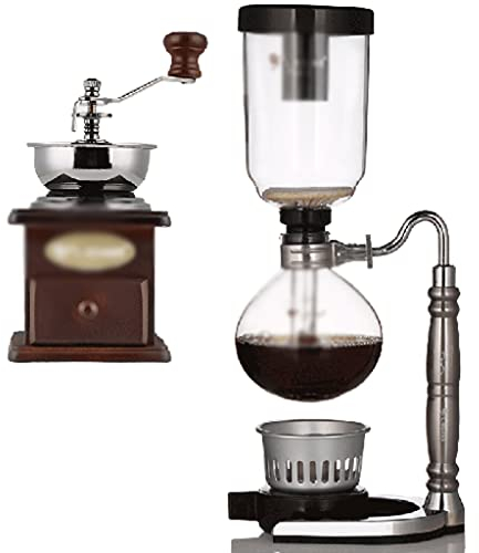 JITEM Coffee Maker Syphon Coffee Maker Manual Retro Vacuum Glass Siphon Pot Percolators 3 Cups Glass Tabletop Siphon Coffee Maker for Coffee or Tea
