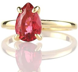 Rosa Turmalin Solitär Ring - 18k Gold Pear Cut Design - Oktober Birthstone Schmuck - Elegante Tropfenförmig Ring für Frauen - Turmalin Edelstein Ringe