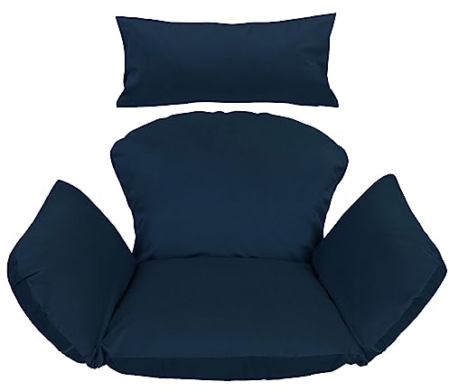 Ferocity Hängesessel Kissen, Polster, Auflage für Polyrattan/Rattan Indoor Hängeschaukel, Hängekorb, Schaukel Korb, Rückenkissen in der Farbe Navy Blue Dunkelblau [114]