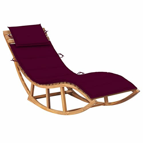 CIADAZ Schaukelliege mit Auflage, Liegestuhl Balkon, Gartenliege, Sonnenliege, Deckchair, Saunaliege, Massivholz Teak -at