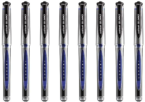 uni-ball UM-153S Gel Impact breite Tintenroller, 1 mm Spitze, 0,6 mm Strichbreite, blaue Tinte, 8 Stück