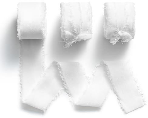 MORSUNBELA Geschenkband Weiss,Schleifenband Weiß Breit 19 m x 2,5 cm Chiffonband Dekoband für Hochzeit Party Brautsträuße