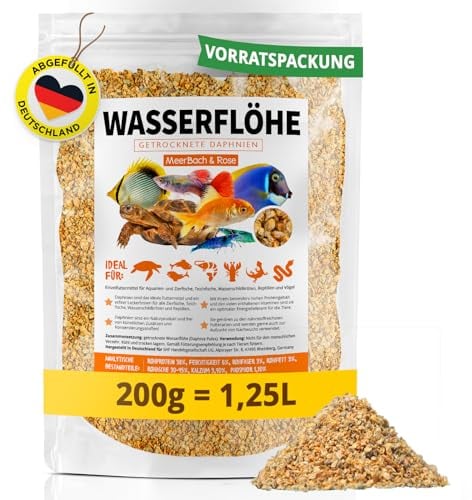 Wasserflöhe getrocknet 1,25L (entspricht 200g), Zierfischfutter Aquarium, Daphnien, Fischfutter Aquarium, Zierfutter für Fische