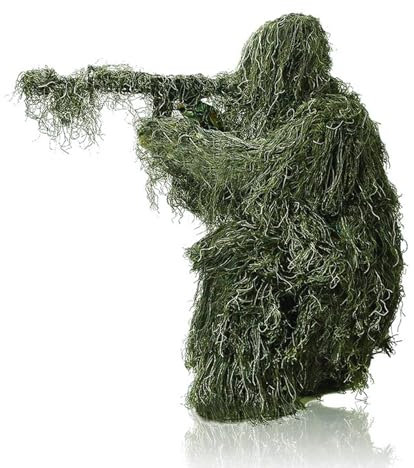 Maizoon 5-in-1-Ghillie-Anzug enthält Jacke, Hose, Maske, Tarnung, Seil und Aufbewahrungstasche, ideal für die militärische Jagd, Scharfschützen, Airsoft und Paintball, Dschungelstil