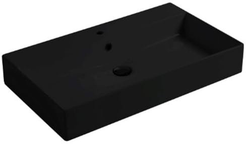 Saqu Square Waschtisch 1 Becken 1 Hahnloch 80x40x12 cm Matt Schwarz