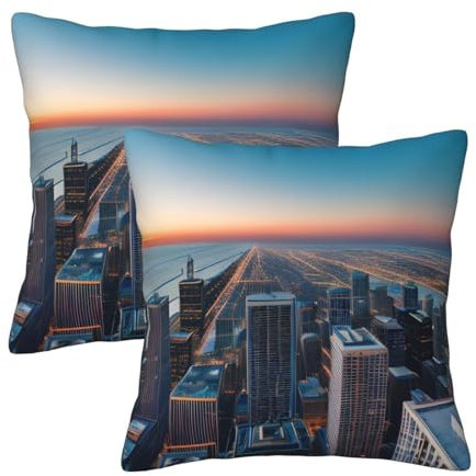 Ogniwo Chicago Illinois USA-Kissenbezüge, quadratisches Dekokissen für Couch, Bett, Sofa, Bank, Stuhl, 30,5 x 30,5 cm