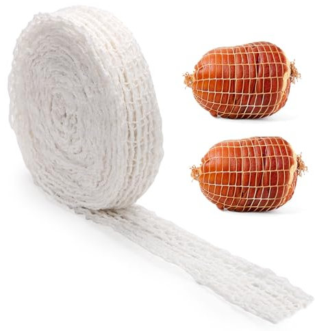 10m Meat Netting Roll, 16 Hole Elastic Ham Netting Smoked Meat Poultry Ham Sock Netting Beef Netting Precut Mesh Butcher Twine Netting for Making Delicious Meat Sausages