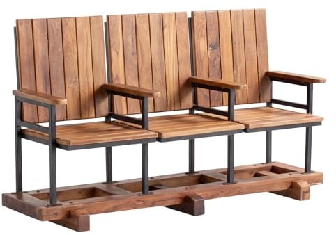 Woodkings Kinobank Cobi 3-Sitzer | Kinostuhl aus Holz im Retro Design | Kinositz im Vintage Look | stylisch für Flur, Bar | Stilvolle und robuste Sitzgelegenheit auch für das Geschäft