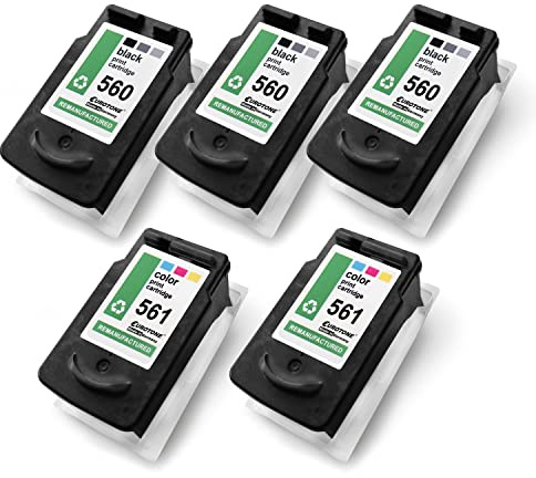Eurotone PG560 CL561 Multipack Patronen kompatibel für Canon Pixma TS 5300 5350 a 5350 5351 a 5352 a 5353 a 5355 a 5452 7400 7450 7450 a 7451 a PG-560XL CL-561XL Black [Multipack 3X Black + 2X Color]