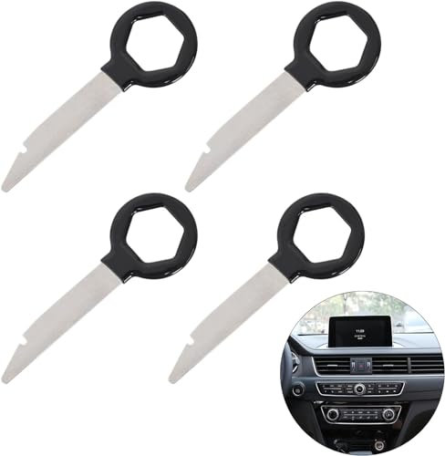 4 Stück Auto Radio Removal Tool, Car Radio Removal Key, Car Radio Dashboard Removal Universal Tool, Car Stereo Removal Spanner (Schwarz)
