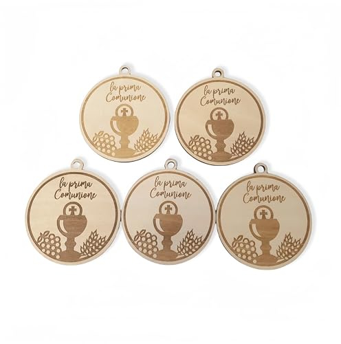 20 Pezzi Pendente Ciondolo Calice legnetti la prima comunione 5cm applicazione charms per bomboniere (CALICE)