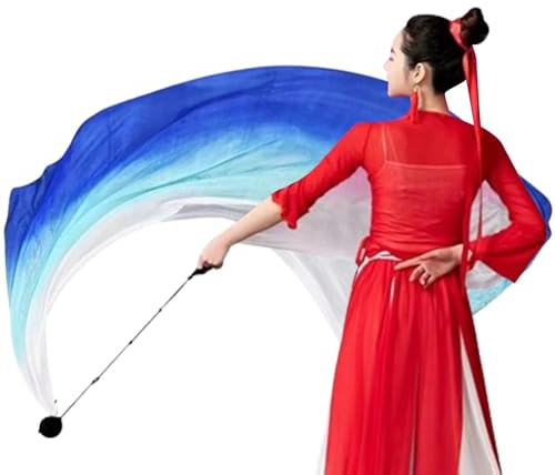 Tanz-Seidenschleier – Tanz-Seidenschleier Poi, Bauchtanz-Seidenschal-Schleier-Poi-Streamer | Eleganter Bauchtanz-Poi-Streamer, Seidenschal, Schleier in abgestuften Farben für Flow-Arts, Anbetung und T