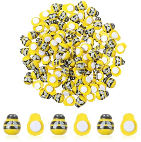Molain 100 Stück Holz Bienen Deko, Selbstklebend Deko Bienen, Selbstklebend Mini Holz Bienen Gemalte Biene Biene Dekoration Für Geburtstage Home Decor Bastelarbeiten Scrapbooking Partybedarf Streudeko