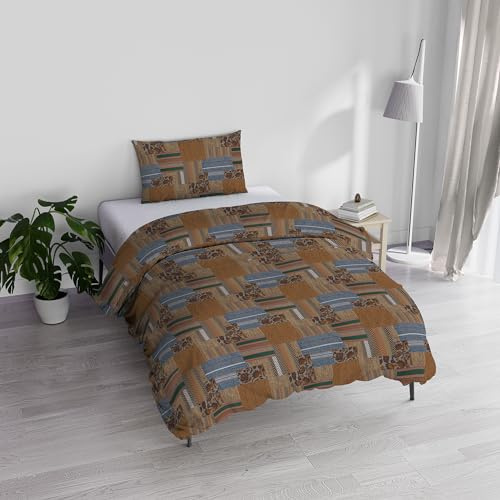 Italian Bed Linen Bettwäsche Athena mit Bettbezug und Kissenbezügen, Bedruckt, Motiv: Adana Terra, Einzelbett