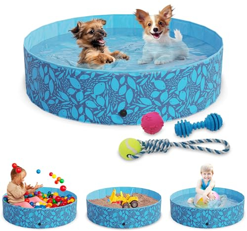 zooprinz Faltbarer Pool 120x30 cm - Für große, kleine Hunde & Kinder in 2 Größen 160/120 x 30 cm – Haustier Hundepool stabil & rutschfest Swimmingpool, Planschbecken Hund Kind – Schwimmbad