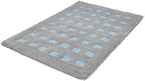 Kleine Wolke Badteppich Boxes Opal 70 x 120 cm | OEKO-TEX zertifiziert, rutschhemmende Unterseite, für Fußbodenheizung, maschinenwaschbar, 100% Polyacryl