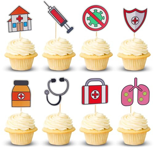Arthsdite 24pcs Nurse Cupcake Toppers Nursing School Graduation Cupcake Picks for Medical Rn Nurse Grad Themed Birthday Party Cake Decorations Supplies