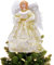 Yallmie 32cm Weihnachtsengel Baumspitze, Christbaumspitze Engel Leuchtet Auf Baumspitze Engel, Weihnachtsbaumspitze Engel Stoff Weihnachtsbaum Spitze Engel für Weihnachtsbaum Party Home (Gold-2)
