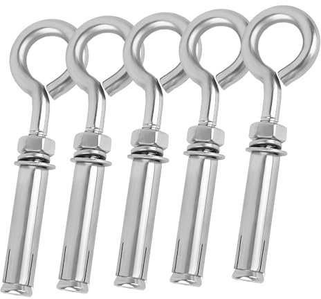 Fatiya Betonwanddübel, Ösenschrauben, 304 Edelstahl, Beton-Wandhaken, M8 x 106 mm, Betonaugenbolzen, Ankerhaken für Betonwand, 5 Stück