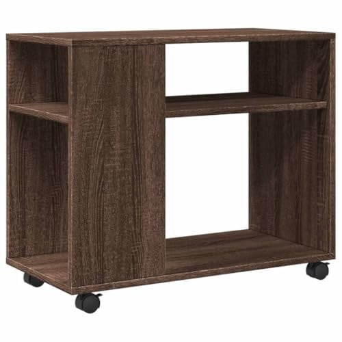 vidaXL Beistelltisch, Couchtisch mit Rollen Stauraum, Sofatisch Kaffeetisch für Wohnzimmer, Wohnzimmertisch Tisch, Braun Eichen-Optik Holzwerkstoff