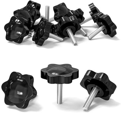 ORTAVA 10 Stück Sterngriffschraube, Schrauben mit Griff M5x20mm, Rändelschraube, Sternkopfschraube, Sterngriffmutter, Klemmknopf für Werkzeugmaschine, Maschine(Schwarz)