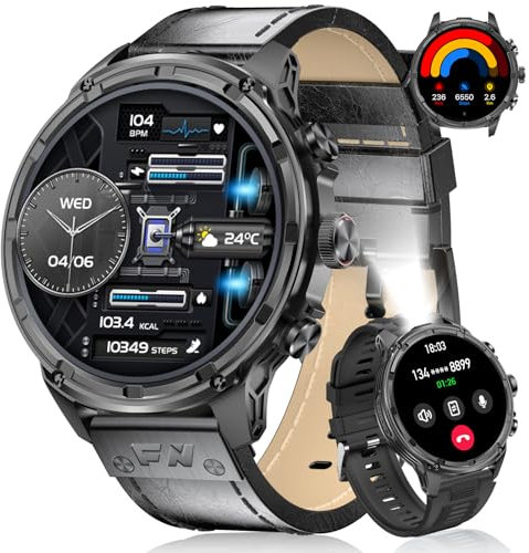 LIGE Militaire Montre Connectée Homme avec 1,85'' HD Grand Écran/LED Lampe/710mAh Batterie,Smartwatch Homme avec 100+ Modes Sportifs,24/7 Moniteur de Fréquence Cardiaque et Sommeil pour Android iOS