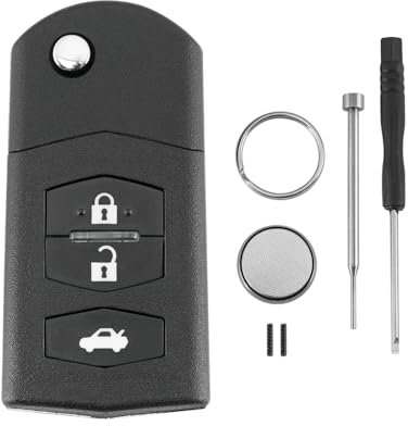 For Mazda 3 5 Key Fob 6 RX8 MX5 3 Buttons Car Key Fob Case Battery CR1620 Pin Removal Tool