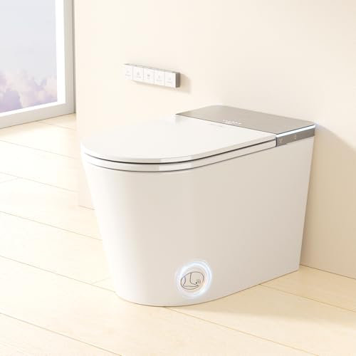 BAYTINA Smart Toilet with Bidet Built In, Japanese Toilet for Bathroom, Modern Elongated Toilet with Remote Control, Heated Seat, Bidet Warm Water, Dryer, Foot Sensor Operation