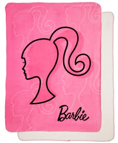Franco Barbie Kinder-Bettwäsche, weicher Plüsch, gemütlich, Sherpa-Decke, Überwurf, 116,8 x 152,4 cm, offizielles Lizenzprodukt