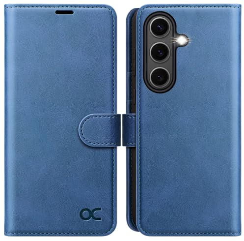 OCASE Lederhülle für Samsung Galaxy S25 5G Hülle Klappbar RFID Hellblau | Schutzhülle Tasche Magnet Kartenfach Standfunktion Klapphülle Schutzhülle
