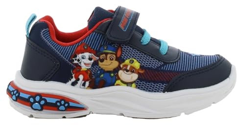 PAW Patrol Kinderschuhe mit Licht von 2 bis 6 Jahre, LED Leuchtschuhe Jungen und Mädchen 27 EU mit Chase und Marshall Motiv, Turnschuhe mit Klettverschluss, Sneaker ideal fur Freizeit, Marinarot