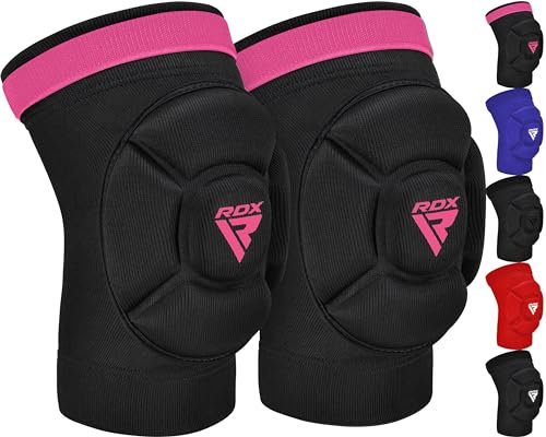 RDX MMA Knee Pads, Ajustables Esponja Gruesa Antideslizante para Deportes de Combate, Kickboxing, Artes Marciales Mixtas, Múltiples Deportes, Unisex, Baloncesto, Ciclismo, Gimnasio, Voleibo