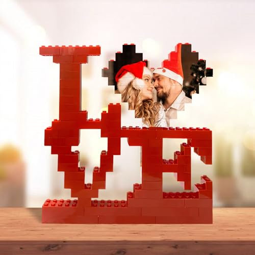 LLLGSH Personalisierte Bausteine mit Foto, Individuelles Love Puzzle mit Herzförmigem Bild, Bausteine Herz geformt mit Eigemen Bild, Jahrestag Geburtstag Geschenke für Familie, Paar, Freunde