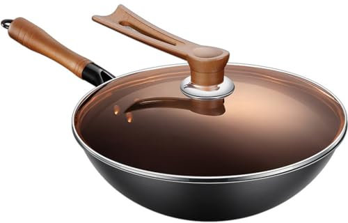 GSZCCZS Eisen Wok großer Griff Nicht-Stick Wok Gaskocher Pfanne Küchenkochgeschirr Eistopf