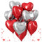 Palloncini a forma di cuore rosso e argento, 45,7 cm, rosso e argento, a forma di cuore, romantici, decorazioni per feste, per ragazze, donne, compleanni, San Valentino, matrimoni, baby shower