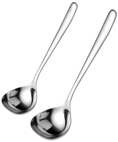 Zerodeko 2stücke Edelstahl-servierlöffel Kochlöffel Mit Verdicktem Kopf Für Heiße Suppe Soßenlöffel Schöpfkelle Für Küche Backen Restaurant Home Party