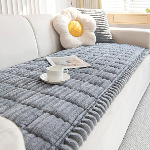 Bettschlange Sofa Überzug L Form, Sofadecken für Sitzfläche, Couch Überzug 1/2/3/4 Sitzer, Sofaschoner rutschfest,Sofa Cover Sofabezug Ecksofa,Hellgrau,70 x 150 cm