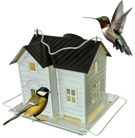 Mangeoire à Oiseaux Solaire - Mangeoire Extérieure avec Dispensateur de - Distributeur de Suspendu pour Terrasse et Balcon - Grande Capacité pour Perruches