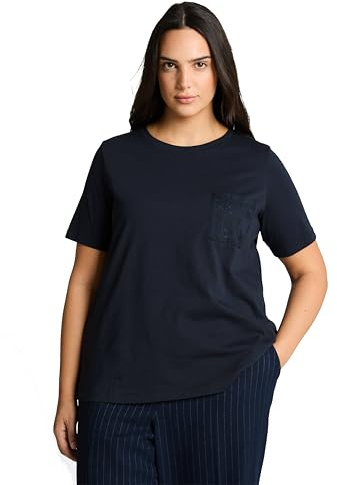 TOM TAILOR Damen 1050883 Plus Size - Boxy Fit T-Shirt mit Brusttasche (1er Pack)