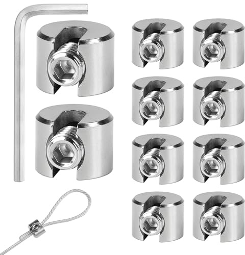 MIGUBIGU 10 PCS Morsetto per Cavo Acciaio 3 mm M8, Clip per Fune Metallica | con Chiavi Inglesi, Morsetti per Cavi Acciaio, per Fune di Acciaio, Tendicinghi, Tenda Fissa