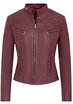 Women's Classic Real Leather Biker Moto Fashion Slim Fit Jacket