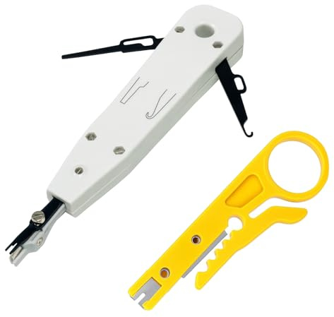 2 Stück LSA Auflegewerkzeug, Multifunktionales Netzwerk-Set Mit LSA Plus Anlegewerkzeug Und Mini Abisolierzange. Ideal Für Netzwerkdose Aufputz, Unterputzdosen Und Patchfelder