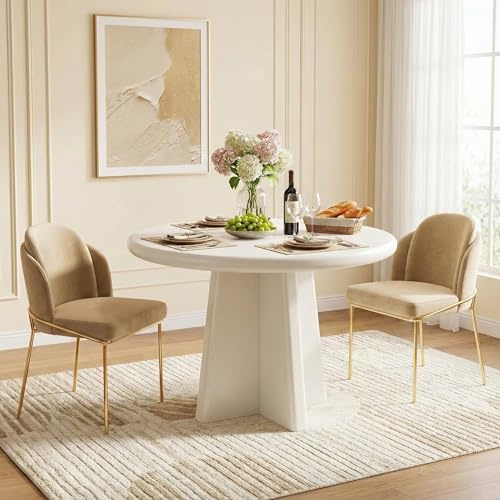 Lailang 80cm Esstisch Modern, Runder Küchentisch, Esszimmertisch Holz, Dining Table for 4 Person, Kleiner Kitchen Table, 80 x 80 x 75 cm, Weiß