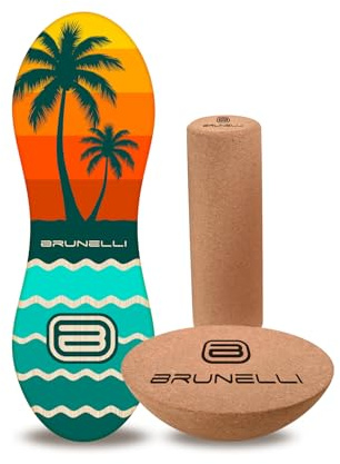 Brunelli Balance Board Holz Komplettset - Balanceboard mit Rolle & Halbkugel Gleichgewicht Core Training Fitness Stabilitätstraining Anfänger Fortgeschrittene